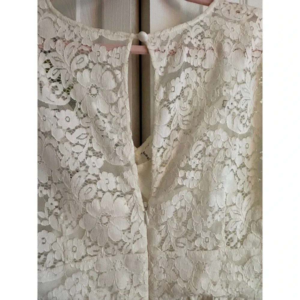 Tracy Reese x Anthropologie Embroidered Lace Dress Size 8 White Boho Romantic - Picture 9 of 11
